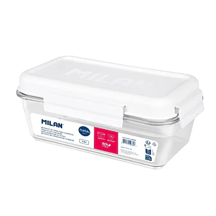 Milan Coleccion Nata 624 Fiambrera Hermetica de Tritan Rectangular 1.2L - Apta para Microondas, Lavavajillas y Congelador - Libre de BPA - Medidas 23x