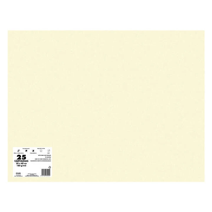 Dohe Pack de 25 Cartulinas de 180 G/M2 - Tamaño 50x65cm - PH Neutro - Libres de Cloro Elemental - Colorantes Biodegradables - Color Crema 1