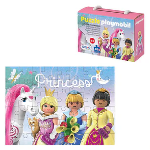 Dohe Playmobil Puzzle para Niños de 48 Piezas - Tematica Princesas - Doble Capa de Carton - Capa Intermedia de Contrachapado - Estimula Imaginacion y 