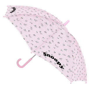 Safta Snoopy Paraguas Manual - Diametro de 70cm - Cupula con 8 Paneles - Asa y Punta de PVC - Poliester - Poe Transparente - Color Rosa