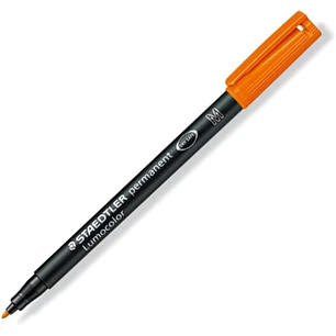 Staedtler Lumocolor 317 Rotulador Permanente - Punta Media Redonda - Trazo 1mm Aprox - Capuchon con Clip - Secado Rapido - Color Naranja