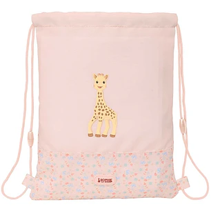 Safta Sophie la Girafe Joy Saco Plano - Bolsillo con Cremallera - Cierre con Cordones - Material Reciclado - Repelente al Agua - Compacto y Ligero - 3