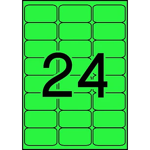 Apli Pack de 480 Etiquetas 64x33.9mm - 20 Hojas por 24 Etiquetas - Adhesivo Permanente - Cantos Romos - Color Verde Fluor