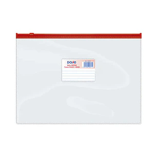 Dohe Bolsa Zipper Apaisada PVC Transparente 150 Micras - Tamaño Folio - Apertura Superior - Cierre Zip Hermetico
