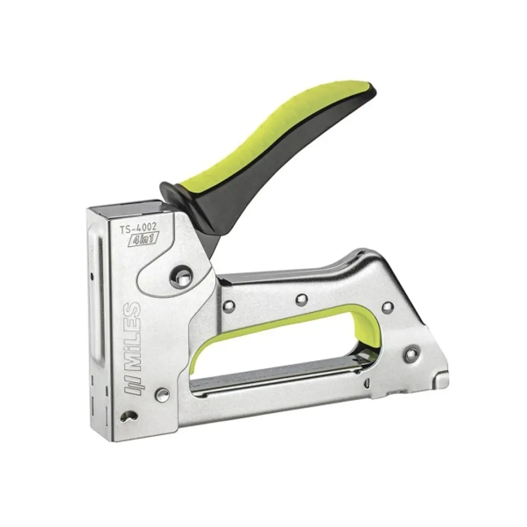 Miles TS4002 Clavadora/Grapadora Metalica - Para Grapas 6-10mm - Facil Carga con Indicador - Ergonomica - Color Cromado 1