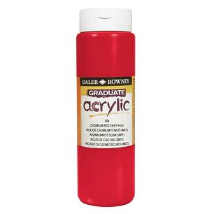 Daler Rowney Graduate Pintura Acrilica - Botella de Plastico - 500ml - Color Rojo de Cadmio Profundo