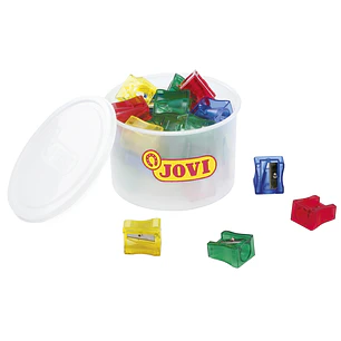 Jovi Jovicolor Bote de 25 Sacapuntas Maxi - Ideal para Ceras Jovicolor y Jovicolor Triwax - Apto para Formatos Maxi - Color Surtido
