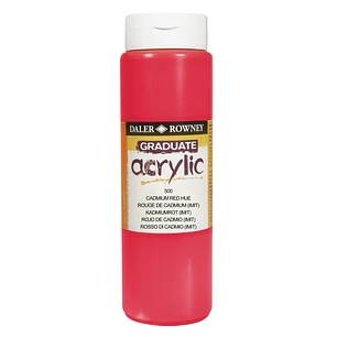 Daler Rowney Graduate Pintura Acrilica - Botella de Plastico - 500ml - Color Rojo de Cadmio