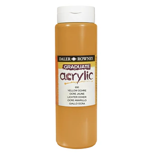 Daler Rowney Graduate Pintura Acrilica - Botella de Plastico - 500ml - Color Ocre Amarillo