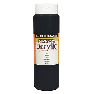 Daler Rowney Graduate Pintura Acrilica - Botella de Plastico - 500ml - Color Negro