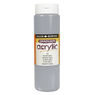 Daler Rowney Graduate Pintura Acrilica - Botella de Plastico - 500ml - Color Imitacion Plata