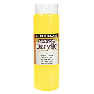 Daler Rowney Graduate Pintura Acrilica - Botella de Plastico - 500ml - Color Amarillo Limon