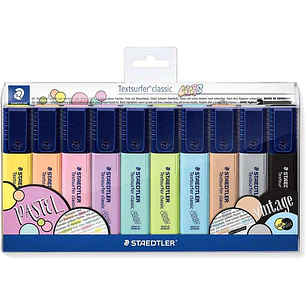 Staedtler Textsurfer Classic 364 Pack de 10 Marcadores Fluorescentes - Secado Rapido - Trazo 1 - 5mm - Colores Surtidos