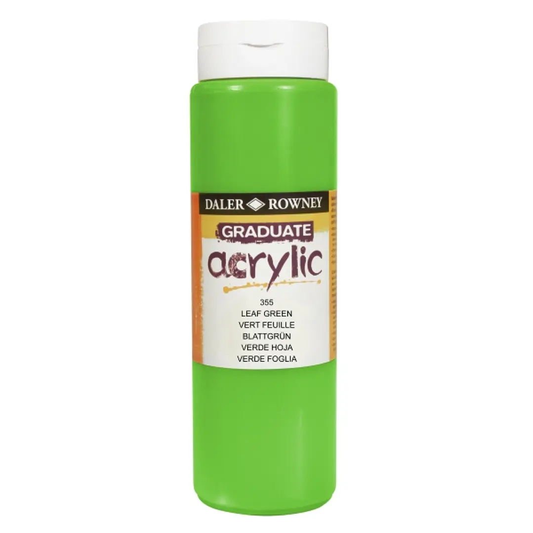 Daler Rowney Graduate Pintura Acrilica - Botella de Plastico - 500ml - Color Verde Hoja 1