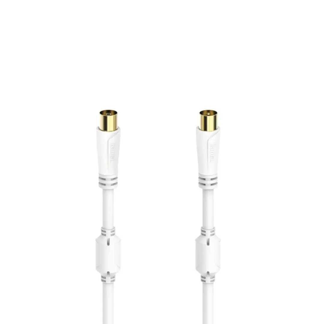 Hama Essential Cable Coaxial de Antena Macho/Hembra - Longitud 3m- Terminales Chapados en Oro - Triple Blindaje - Apantallamiento 100dB - Impedancia 7 1