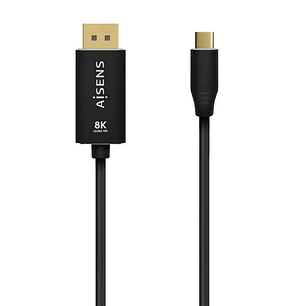 Aisens Cable Conversor Aluminio USB-C a Displayport 8K@60Hz - USB-C/M-DP/M - 1.8m - Color Negro