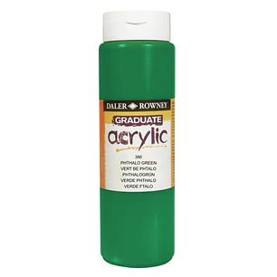 Daler Rowney Graduate Pintura Acrilica - Botella de Plastico - 500ml - Color Verde Ftalo