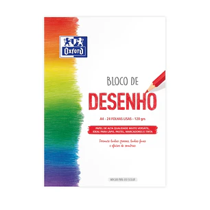 Oxford Dibujo Escolar Bloc Encolado A4 - Tapa Blanda/Contratapa Rigida - 24 Hojas 120gr - Papel Liso