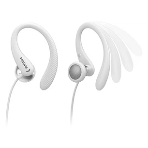 Philips Auriculares Intraurales Deportivos - Cable de 1.2m - Jack 3.5mm - IPX2 - Microfono Integrado - Gancho de Oreja - Altavoz 15mm - Boton Multifun