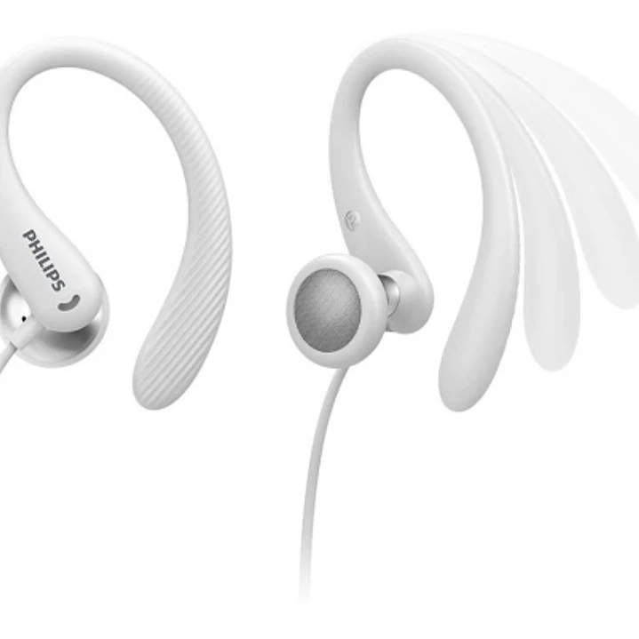 Philips Auriculares Intraurales Deportivos - Cable de 1.2m - Jack 3.5mm - IPX2 - Microfono Integrado - Gancho de Oreja - Altavoz 15mm - Boton Multifun 1