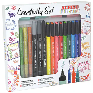 Alpino Color Experience Kit Creativo de 10 Fineliners - 5 Rotuladores Glitter Markers - 3 Rotuladores Especiales para Caligrafia - 2 Marcadores Pastel