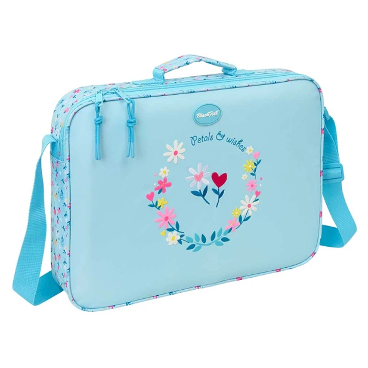 Safta Blackfit8 Petalos Maletin con Cremallera - Bandolera Ajustable - Asa Forrada - Doble Tirador - Fondo Semirigido - 38x28x6cm - Color Azul Claro 1