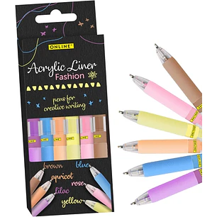 Online Fashion Pack de 6 Boligrafos Retractiles - Tinta Acrilica - Punta Fina de 1mm - Colores Surtidos