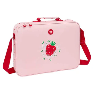 Safta Glowlab Frutitas Maletin con Cremallera - Bandolera Ajustable - Asa Forrada - Doble Tirador - Fondo Semirigido - 6L - 380x60x280mm - Color Rosa