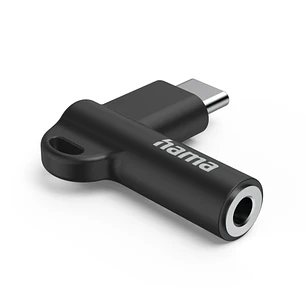 Hama Adaptador Acodado - 90º - USB-C Macho - Jack 3.5mm Hembra - Color Negro