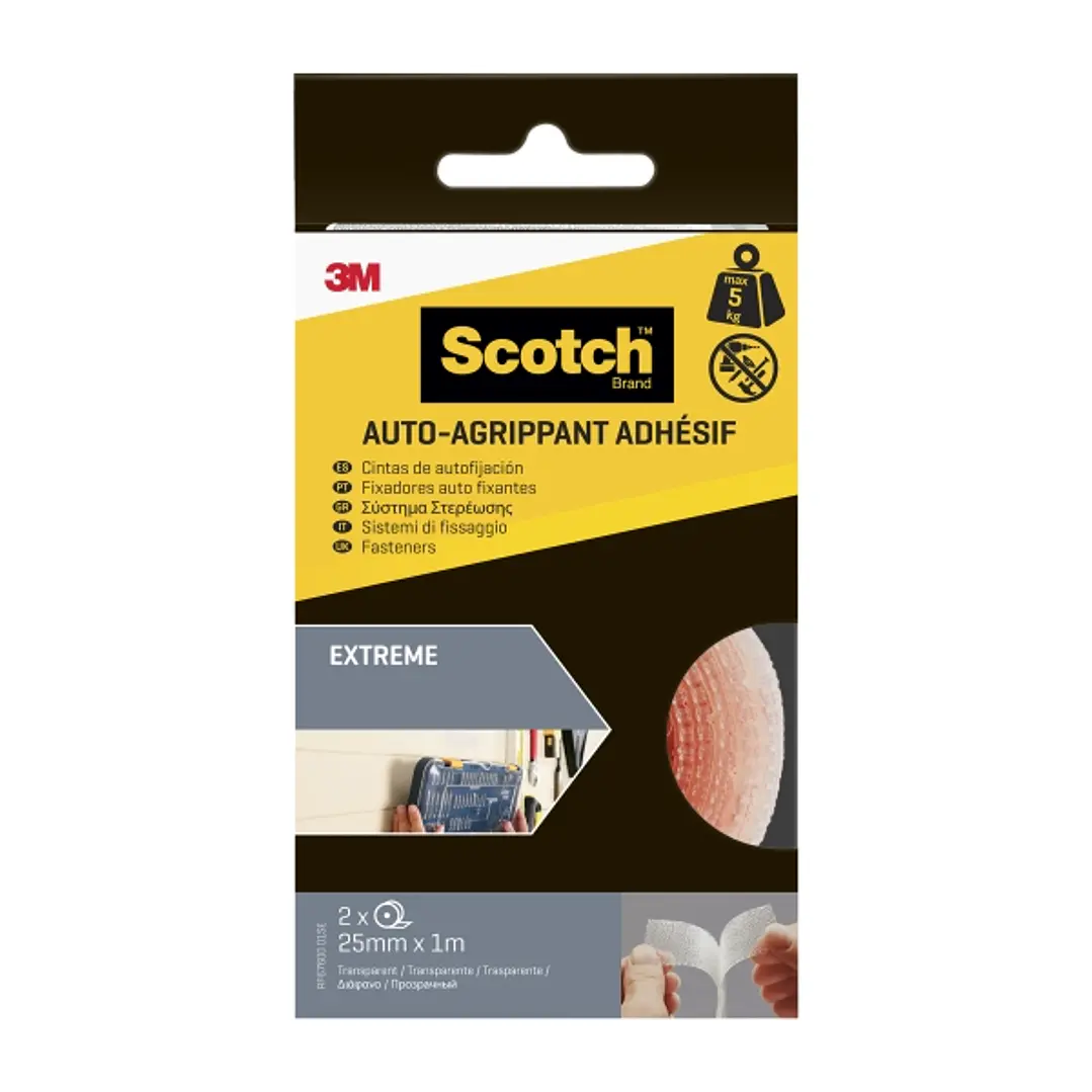 Scotch Extreme Cierres Adhesivos Reposicionables - 25mm x 1 M  - Color Transparente 1
