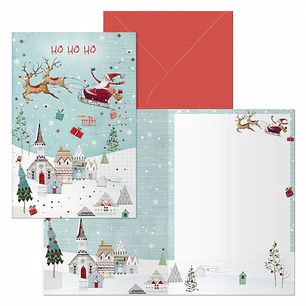 Dohe Laponia Pack de 6 Tarjetas de Felicitacion Navideña con Sobre - Tamaño Cerrada 11.5x17cm, Abierta 23x17cm - Papel Offset - Impresas a todo Color