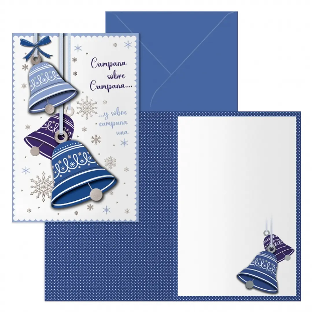 Dohe Campanas Pack de 6 Tarjetas de Felicitacion Navideña con Sobre - Tamaño Cerrada 11.5x17cm, Abierta 23x17cm - Papel Offset - Impresas a todo Color 1