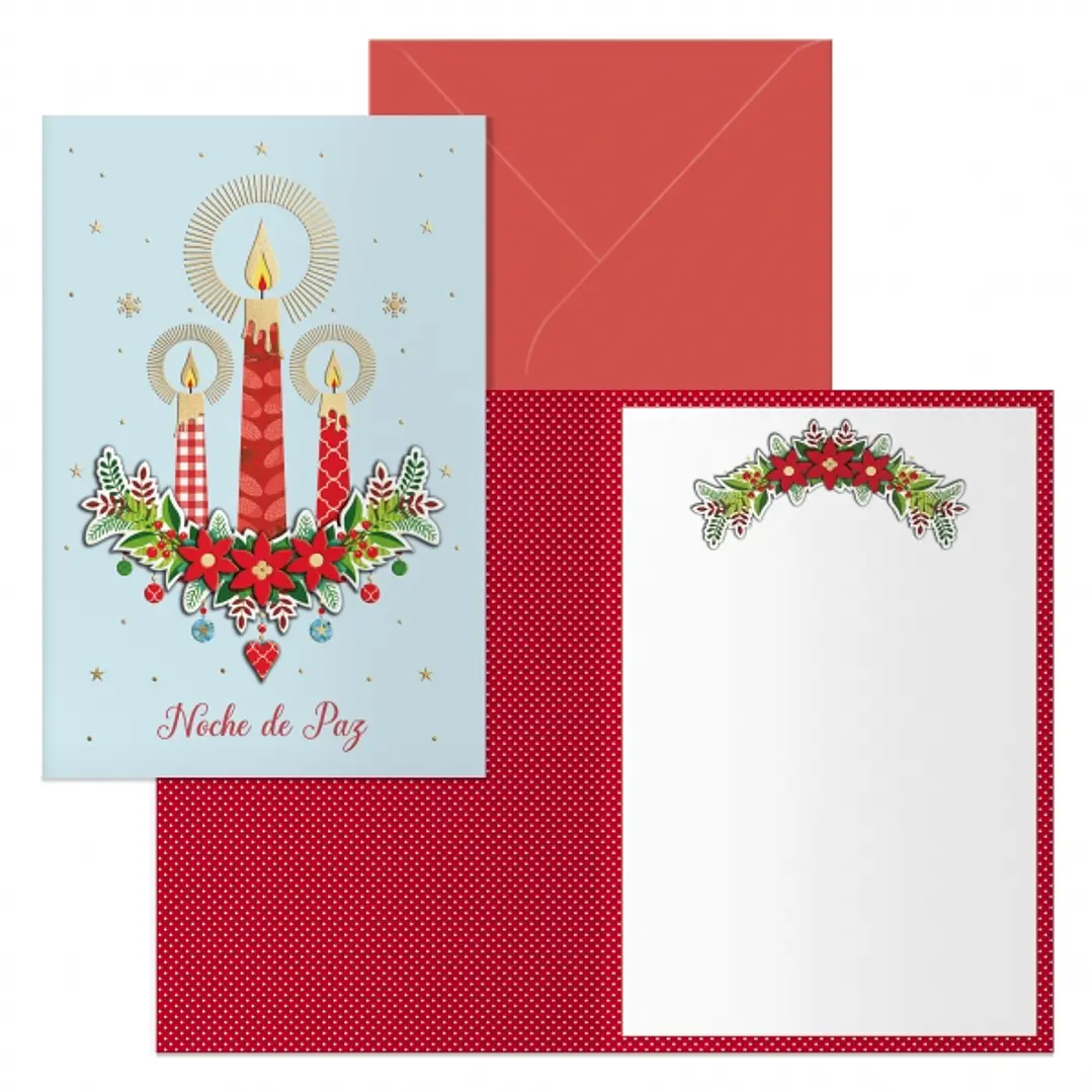 Dohe Candel Pack de 6 Tarjetas de Felicitacion Navideña con Sobre - Tamaño Cerrada 11.5x17cm, Abierta 23x17cm - Papel Offset - Impresas a todo Color 1