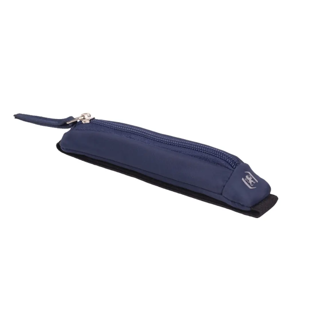 Oxford Executive Estuche Compacto - Goma Elastica para Cuadernos - Cremallera - Nailon Reciclado - 21x4.5x3.5cm - Color Azul Marino 1