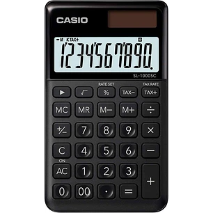 Casio SL-1000SC Calculadora de Bolsillo - Pantalla Extragrande de 10 Digitos - Alimentacion Solar y Pilas - Color Negro