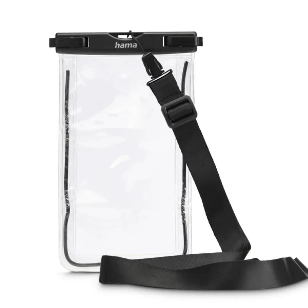 Hama Funda Impermeable Universal - IPX8 - Cierre a Presion - Marco Fluorescente - PVC - 12.5x1.5x20cm - Color Negro y Transparente 1