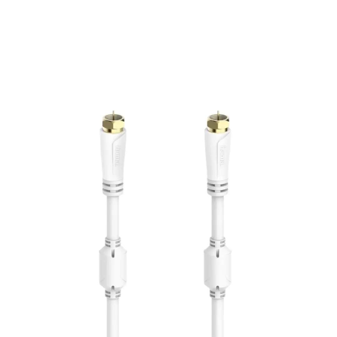 Hama Essential Cable Coaxial de Antena - Longitud 1.5m - Terminales Chapados en Oro - Conector F Macho - Triple Blindaje - Apantallamiento 100dB - Imp 1