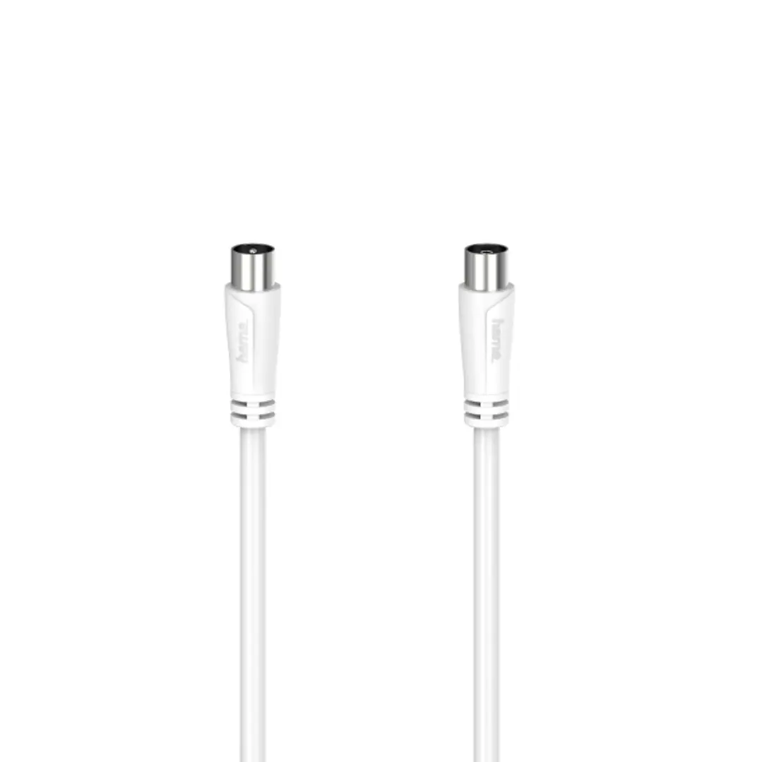 Hama Essential Cable Coaxial de Antena Macho/Hembra - Longitud 5m- Doble Blindaje - Apantallamiento 90dB - Impedancia 75Ohm - Color Blanco 1