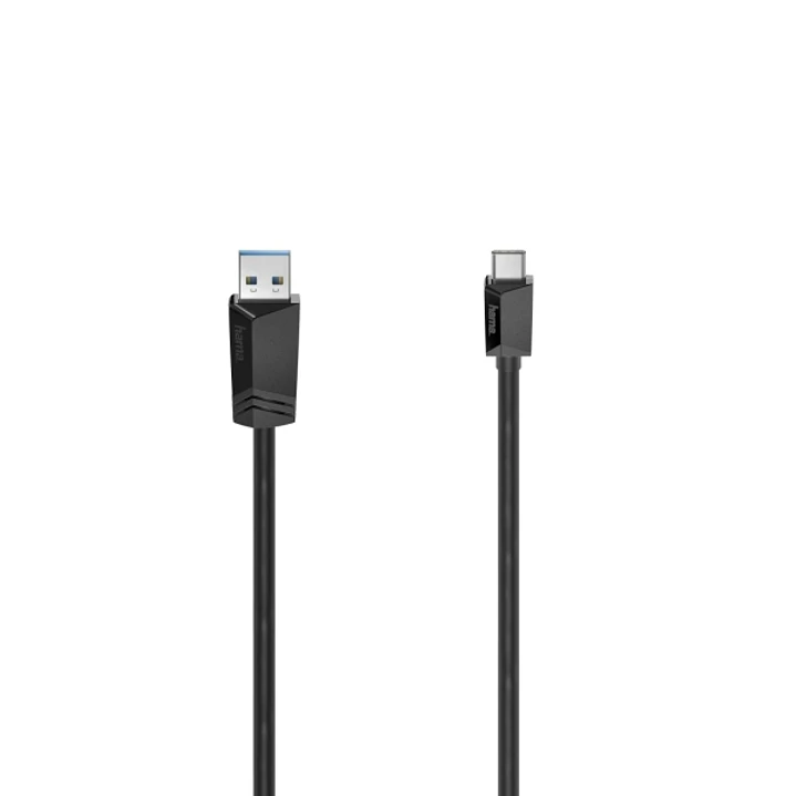 Hama Essential Cable USB - USB-A Macho - USB-C Macho - Longitud 1.5m - Velocidad hasta 5Gbps - Blindaje Doble - Color Negro 1