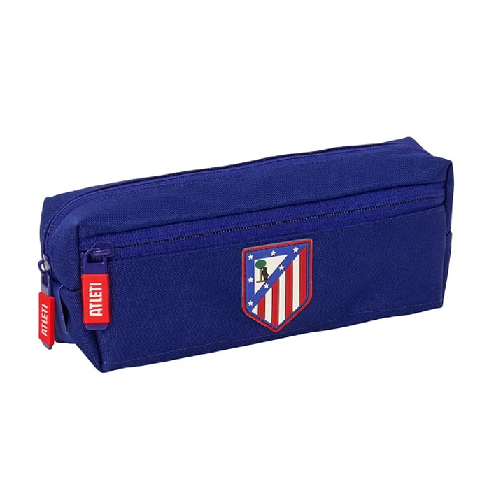 Safta Atletico de Madrid Portatodo - 3 Compartimentos con Cremallera - Goma Elastica - Compacto - 22x8.5x6cm - Color Azul Marino 1
