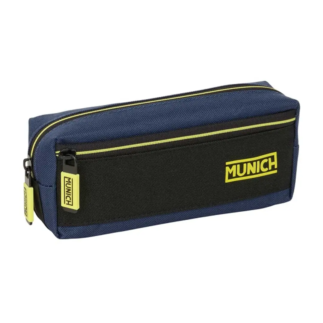 Safta Munich Track Portatodo - 3 Compartimentos con Cremalleras - Goma Elastica - 0.98L - 220x60x85mm - Color Azul Marino 1