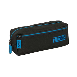 Safta Munich Road Portatodo - 3 Compartimentos con Cremalleras - Goma Elastica - 0.98L - 220x60x85mm - Color Negro