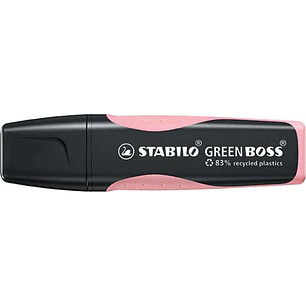 Stabilo Green Boss Pastel Marcador Fluorescente - Fabricado con un 83% de Plastico Reciclado - Trazo entre 2 y 5mm - Recargable - Color Rubor Rosa