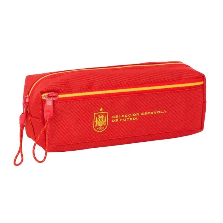 Safta Seleccion Española de Futbol Portatodo - 3 Compartimentos con Cremalleras - Goma Elastica - 0.98L - 220x60x85mm - Color Rojo 1