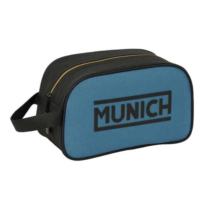 Safta Munich Neceser - Adaptable a Carro - Asa de Mano Lateral - 26x15x12cm - Color Negro y Azul 1