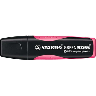 Stabilo Green Boss Marcador Fluorescente - Fabricado con un 83% de Plastico Reciclado - Trazo entre 2 y 5mm - Recargable - Color Rosa