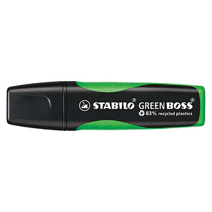 Stabilo Green Boss Marcador Fluorescente - Fabricado con un 83% de Plastico Reciclado - Trazo entre 2 y 5mm - Recargable - Color Verde