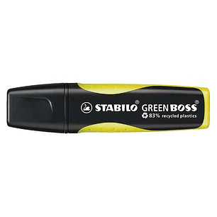 Stabilo Green Boss Marcador Fluorescente - Fabricado con un 83% de Plastico Reciclado - Trazo entre 2 y 5mm - Recargable - Color Amarillo