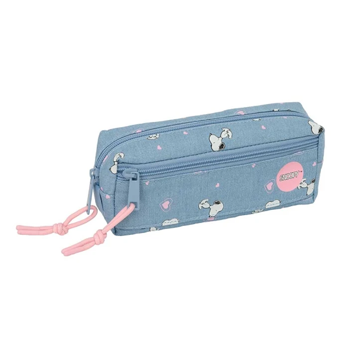 Safta Snoopy Portatodo - 3 Compartimentos con Cremalleras - Goma Elastica - 0.98L - 220x60x85mm - Color Azul 1