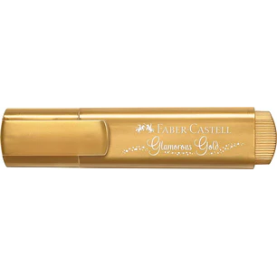 Faber-Castell Textliner 46 Metallic Marcador Fluorescente - Punta Biselada - Trazo entre 1mm y 5mm - Tinta con Base de Agua - Color Oro